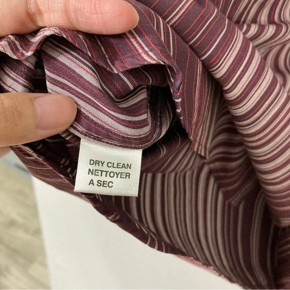 Tommy Bahama Burgundy Striped 100% Silk Long Sleeve Button Down Large - Picture 2 of 9